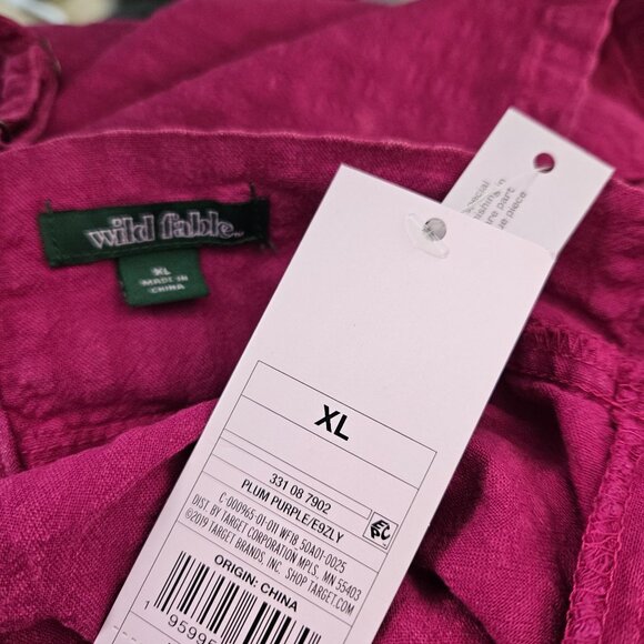 Wild Fable Womens XL Fuchsia Purple Linen Blend Sundress Adj Straps Smocked Sexy - Picture 8 of 9